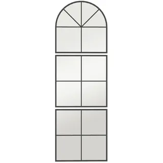 Homcom Wandspiegel dreiteilig, bogenförmiger Spiegel mit Metallrahmen Hängespiegel , Schwarz , Glas , 2x180x60 cm , Spiegel