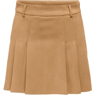 Minirock ONLY "ONLSTINA LIFE HW FAUX SUEDE SKIRT PNT", Damen, Gr. M (38), beige (toasted coconut), Web, Obermaterial: 95% Polyester, 5% Elasthan, unifarben, kurz, Röcke Minirock
