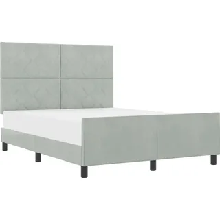 vidaXL Boxspringbett mit Kopfteil Hellgrau 140 x 200 cm Samt - Hellgrau