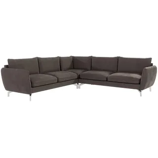 S-Style Möbel Ecksofa Elou Braun - Khaki Microfaser , Dunkelbraun , Textil , Echtholz,Buche, Birke , Füllung: Silikon,Schaumstoff , Eckteil, L-Form , 276x276 cm , Blauer Engel, FSC Mix, Oeko-Tex®, Hergestellt in Europa , Wohnzimmer, Sofas & Couches, Wohnlandschaften, Ecksofas