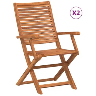 vidaXL Klappstühle mit Armlehne, 2 Stück, Massivholz Akazie - Braun