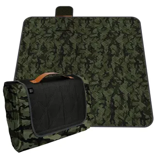 PERLETTI Picknickdecke Wasserdicht Faltbar Groß 200x200 - Outdoor Camping Decke mit Tragegurt - Stranddecke Strandmatte Washbar für Strand Park Festival Picknick (Tarnung, 200x200 cm)