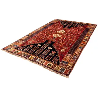 morgenland Wollteppich »Shiraz Medaillon 250 x 155 cm«, rechteckig, 1 mm Höhe, Unikat mit Zertifikat, rot