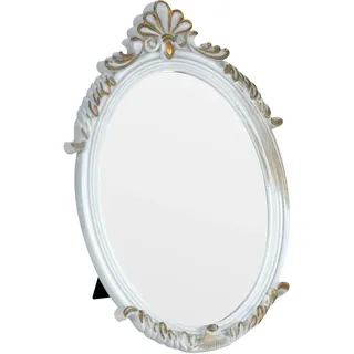 LuHeToz Dekorativer ovaler Vintage-Make-up-Spiegel mit Kunststoffrahmen, Tischspiegel, 71,1 x 48,3 cm, Weiß