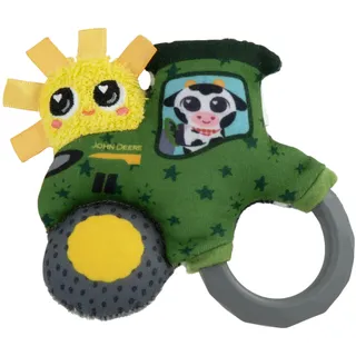 Lamaze John Deere Rassel Mein erster Traktor| Weiche Baby-Rassel leicht zu greifendem Ring, verschiedenen Stoffstrukturen und Bändern | Sensorisches Babyspielzeug ab 0 Monaten