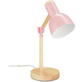 Relaxdays Schreibtischlampe, verstellbare Retro Tischlampe, Holz & Metall, E14 Fassung, Leselampe, 45,5 x 14,5 cm, rosa - Rosa