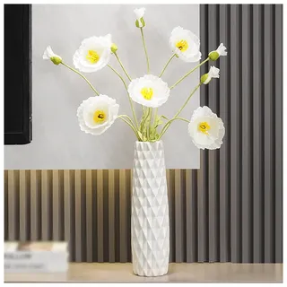 KSYGINXD Weiße Bodenvase, 45,7 cm hoch, dekorative Tischvase aus Keramik, für Wohnzimmer, stabiler Blumenhalter mit Ananas-förmiger Textur für Heimdekoration, Trockenblumenarrangement, Einweihungsbüro