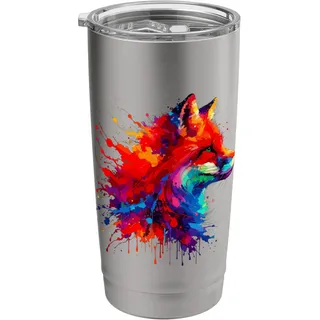 Farbenfrohe Splash Art Rotfuchs Füchse Doppelwandiger Edelstahl-Thermobecher