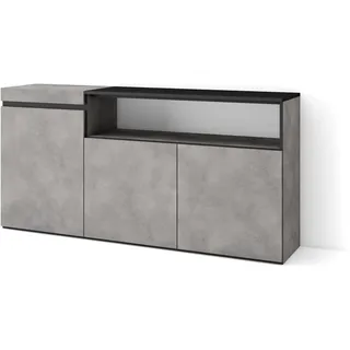 Skraut Home | Sideboard, Highboard | Kommode, Komodenschrank | 150x75x35cm | 3 Türen | Wohnzimmer, Küche | Moderner Stil | Zement