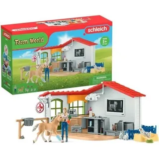 Tierarztpraxis mit Tieren, 43-teiliges Set, Tierarzt Figur, Bauernhoftiere, Schleich 42502 FARM WORLD