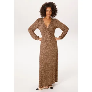 Maxikleid ANISTON CASUAL, Damen, Gr. 46, N-Gr, dunkelbraun, braun, hellbeige, Single Jersey, Obermaterial: 95% Viskose, 5% Elasthan, Paisley, gemustert, figurbetont knöchelfrei, V-Ausschnitt, elastischer Bund mit Gummizug, Kleider Maxikleid, mit raffiniertem Knoten am Dekolleté, Topseller