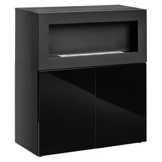 Kommode mit eingebautem Kamin Modern Designer Schrank Wohnzimmer - Schwarz