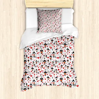ABAKUHAUS Valentines Mantele, Aufwändige Herzen, Milbensicher Allergiker geeignet mit Kissenbezügen, 135 cm x 200 cm - 80 x 80 cm, Orange Rot Schwarz - Orange