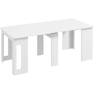 Homcom Esstisch Ausziehbar Küchentisch Esszimmertisch für bis 6 Personen 60-180x85 cm , Weiß , Holzwerkstoff , Rechteckig , eckig , 85x75x180 cm , Esszimmer, Esstische