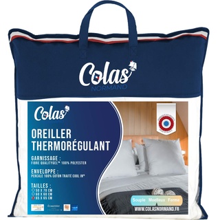 COLAS NORMAND Thermoregulierendes Kissen, Cool in, Flauschig, 65 x 65 cm, Schweiß ableitend, Perkal, 100% Baumwolle, Fresh Feeling, Anti-Schweiß