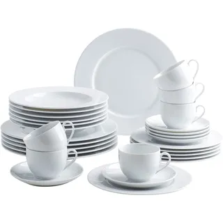 KAHLA 050866A90005C Aronda Kombiservice 30tlg. | weißes Kaffeeset für 6 Personen aus Porzellan
