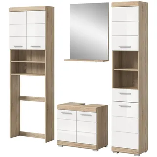 inn.furn Mambo 4-tlg. Weiß Hochglanz, Eiche