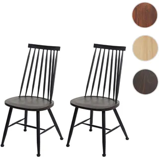 Einzelstück | 2er-Set Esszimmerstuhl HWC-G69, Küchen/Bistrostuhl, Massivholz Retro Design Metall Gas