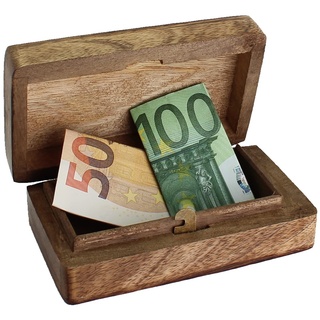 Budawi® Holztruhe Trickbox aus Mangoholz mit Trick zum Öffnen Holzbox Geschenkbox Geld Schachtel