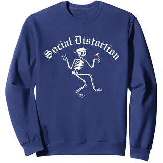 Offizielle Social Distortion Skelly Sweatshirt, Unisex für Erwachsene, Marineblau, XL