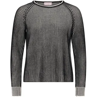 Rundhalspullover BETTY BARCLAY "Grobstrick-Pullover mit Rippenstruktur", Damen, Gr. 40, schwarz (patch schwarz, beige), Obermaterial: 50% Baumwolle CO. 50% Polyacryl PAN., Pullover Rundhalspullover