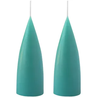 Kunstindustrien® Stumpenkerzen, Hergestellt in Dänemark, 43 Farben verfügbar, Kegel Kerze, Durchgefärbte Stumpenkerze lange Brenndauer von 15 Stunden, Kerzen Deko, 2 Stück, 6,5 x 16cm (Türkis)