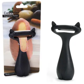 PELEG DESIGN CatPeeler Sparschäler Katze – Lustiger Gemüseschäler für Kartoffeln, Karotten & Obst, Pendelschäler mit Edelstahlklinge, Originelles Küchenzubehör & Geschenk für Katzenfans (Schwarz)