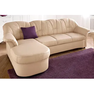 DOMO collection Ecksofa »Flores Schlafsofa, B/T/H: 233/142/86 cm, L-Form«, wahlweise mit Bettfunktion, wahlweise mit Federkern, auch in Leder, beige