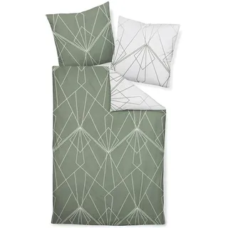 Janine Mako-Satin-Bettwäsche J.D. 240x220 cm + 2X 80x80 cm salbeigrün-Jade