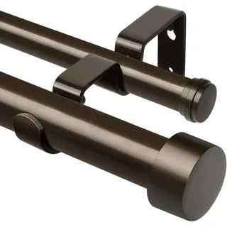 KAMANINA Bronze Gardinenstange 2 Läufig 167 to 304 cm, 25 mm Ausziehbar Gardinenstangen, Vorhangstange Doppelläufig mit Einfachen Endkappen für Fenster