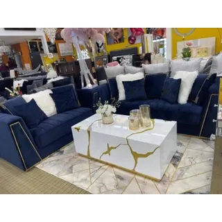 Medusa Couch Set Garnitur 3+2 Sofa Sofagarnituren Couchen Sitzmöbel Stoff - Blau