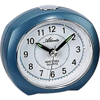 Atlanta 1593/5 Wecker Quarz analog blau leise ohne Ticken mit Licht Snooze - Blau