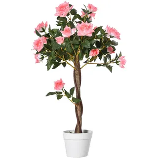 Outsunny Künstliche Rosenpflanzen im Zementtopf 90 cm