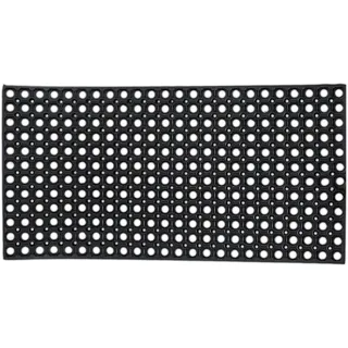 Relaxdays Fußmatte, 100 x 50 cm, wetterfest, rutschfest, Türvorleger innen & außen, Ringgummimatte mit Noppen, schwarz