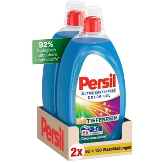 Persil Ultra Konzentrat Color Waschmittel (2 x 65 Waschladungen), hochkonzentriertes Flüssigwaschmittel mit Tiefenrein-Plus Technologie gegen hartnäckigste Flecken