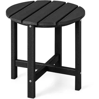 FANTASK Beistelltisch aus UV-beständigem Kunststoff, Kleiner Gartentisch wetterfest, Balkontisch für Terrasse, Balkon & Garten, 46 x 46 x 46 cm (Schwarz)