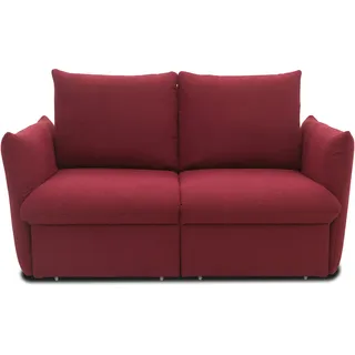 DOMO. collection Sofa Cloud Box, 2-Sitzer mit Schlaffunktion und Boxspringfederung, 2er Couch mit Bettauszug, Schlafsofa, Boxspringsofa 180 x 97 x 100 cm (BxTxH), Bordeaux