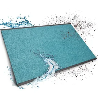 Floordirekt Schmutzfangmatte auf Maß, 90 x 150 cm, Türkis, Fußmatte, Türmatte Eingangsbereich, Fußabtreter, Türvorleger, Sauberlaufmatte, Meterware, Mono