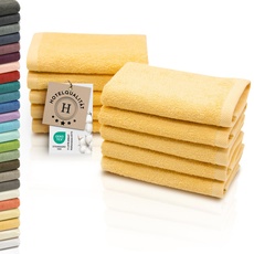 ZOLLNER 10er Set Seiftücher - weiche und saugstarke Waschlappen - waschbar bis 95°C - Baumwolle - 30x30 cm in gelb