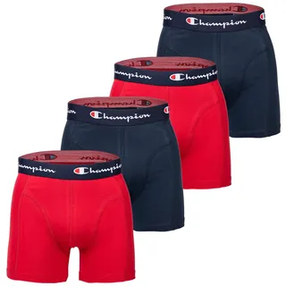 Boxershorts CHAMPION "Boxershort 4er Pack", Herren, Gr. S, blau (marine, rot), Obermaterial: 95% Baumwolle CO. 5% Elasthan EL., Unterhosen Boxershorts