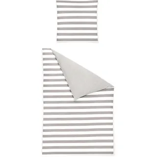 BIERBAUM Bettwäsche »3121« 2 Stk. tlg. Seersucker, 100 % Baumwolle, pflegeleicht, bügelfrei BIERBAUM kitt B/L: 155 cm x 220 cm