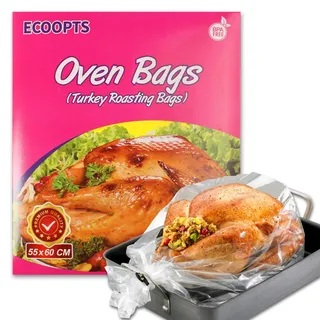 ECOOPTS Ofenbeutel, große Truthahngröße, für Ofen, Kochen, Bratbeutel für Truthahn, Huhn, Fleisch, Schinken, Meeresfrüchte, Gemüse (55 x 60 cm)