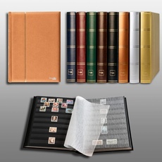 Prophila Collection Metallic Edition 60 Schwarze Seiten Briefmarkenalbum Einsteckbuch wattierter bronzener Einband