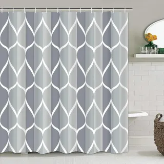 Bishilin Duschvorhang Anti Schimmel 120x200CM, Badevorhang Motiv Tropfen Hellgrau Shower Curtains Duschvorhang Wasserdicht für Badewanne