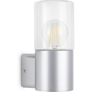 Telefunken - Außenlampe IP44, Wandleuchte Außen, E27 max. 12W, Silberfarbig, 195x85x110 mm (LxBxH), 320504TF