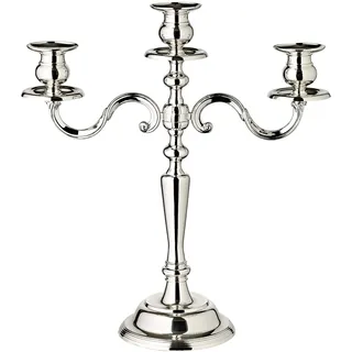 EDZARD Kerzenleuchter Regina, 3-flammig, Höhe 36 cm, edel versilbert, anlaufgeschützt - Kerzenhalter für Stabkerzen, Kerzenständer in Silber, Tischdeko Wohnzimmer