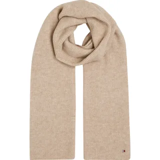 Tommy Hilfiger Strickschal »ESSENTIAL FLAG FUZZY SCARF«, mit Logostickerei, beige