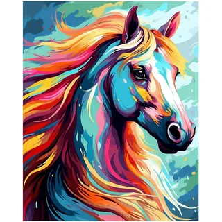 Pferd Malen nach Zahlen Erwachsene, Tiere Malen Nach Zahlen, Paint by Numbers für Geschenk und Heim Dekoration 40×50cm