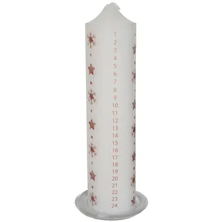 20cm Weihnachten Advent Kerze Schneeflocke Bild Auf Glas Tablett - Weiß/Rotgold