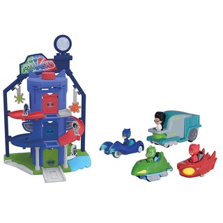 Jada 7/203145002 PJM Garage Quarter General + 4 Fahrzeuge PJ Masks Pyjamasques Miniatur Cars Box, Mehrfarbig